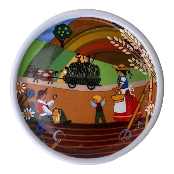 Minton Artware Inc German Folk Art Hand Painted Petit Serving Dish Decor Set 5 - Picture 4 of 7